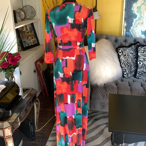 Multicolor faux wrap dress - Picture 6 of 7